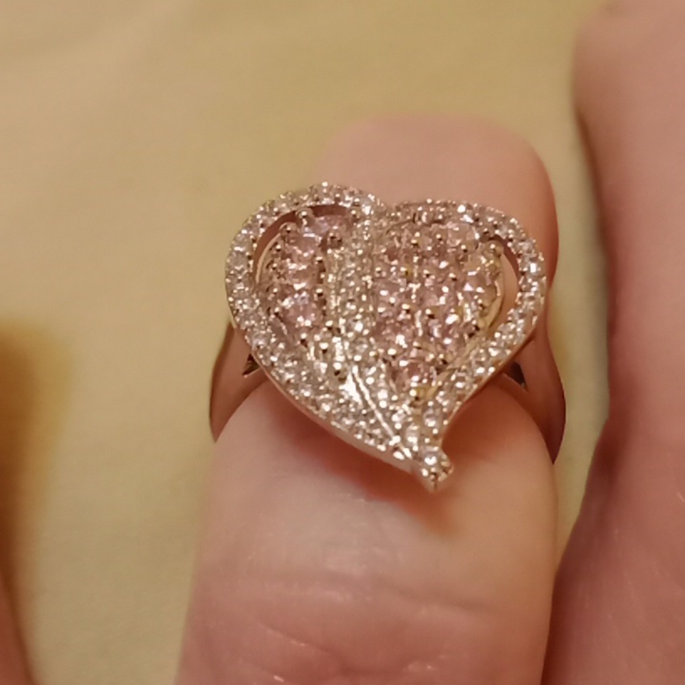 💜 ❤️ 💜 New pink kunzite heart sterling silver ring 💜❤️💜